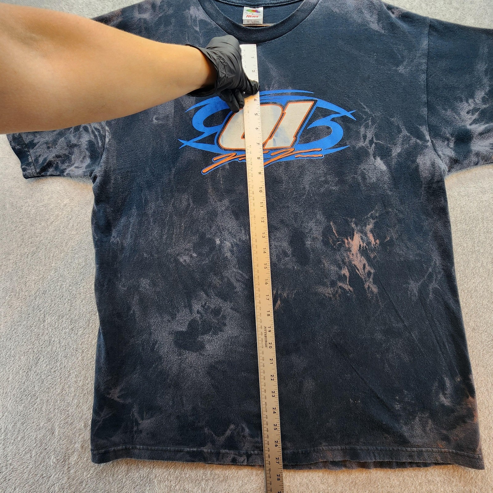 Racing 01 Shirt Mens XL Black Bleach Tie Dye Sponsors Graphic Dirt Track Tee