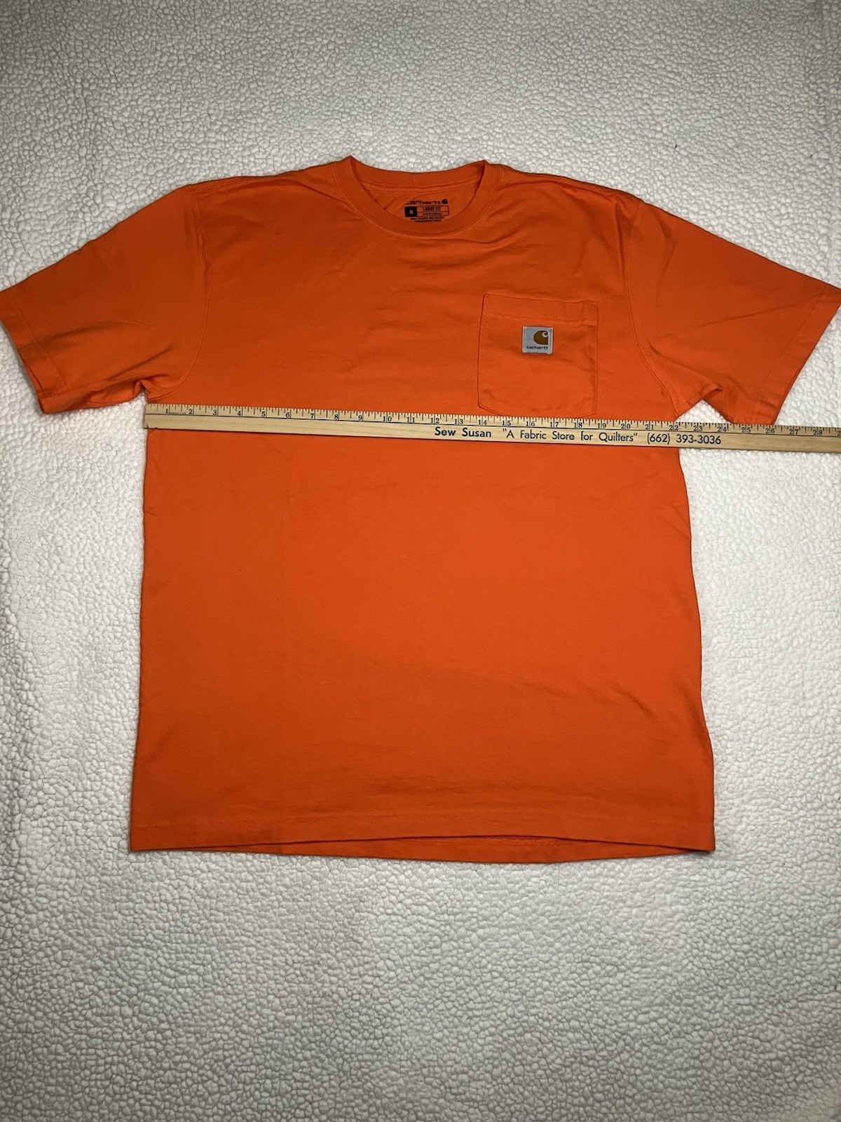 Carhartt K87 Loose Fit Pocket Logo Orange Crew Neck T-Shirt Men’s M