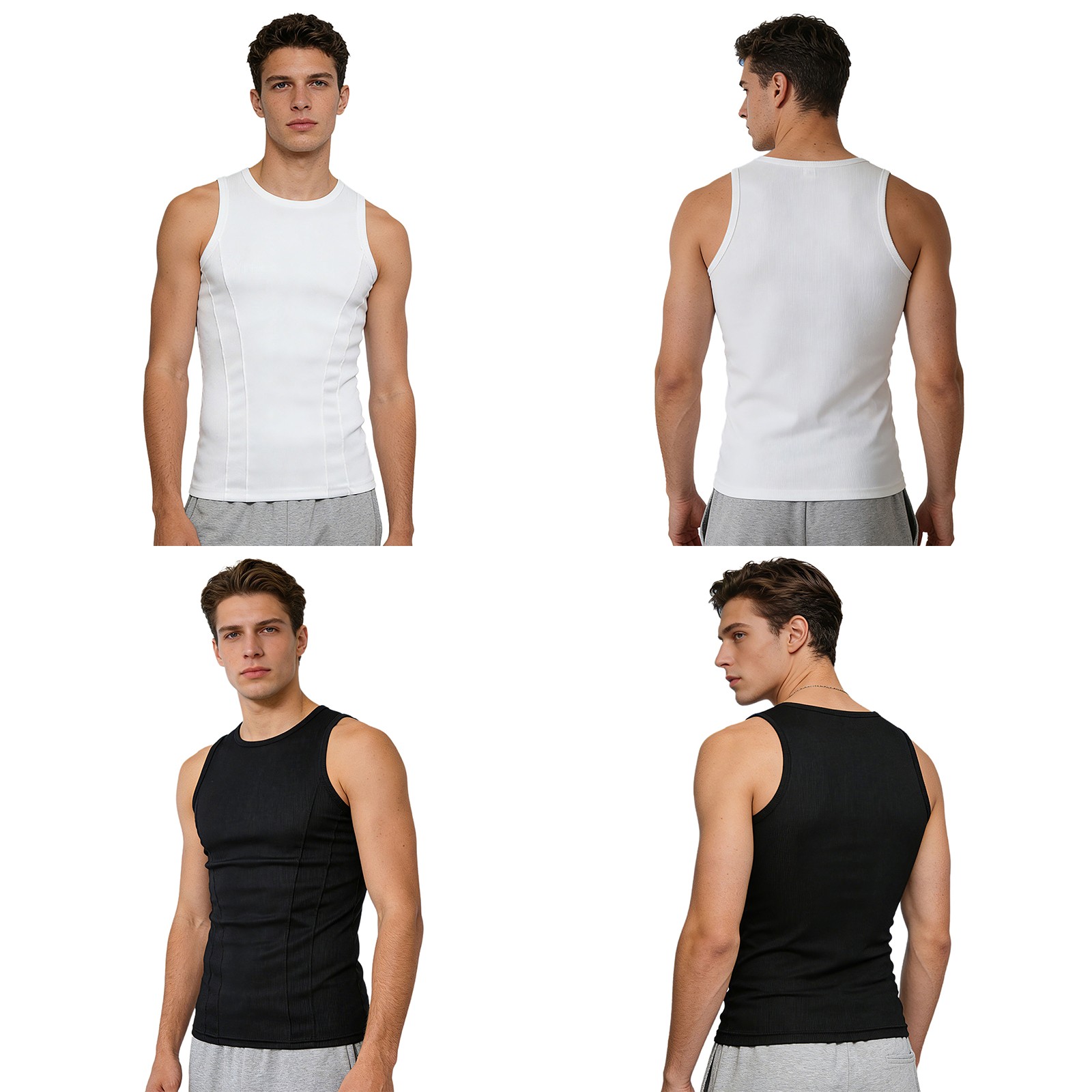 Men’s Tank Top Exercise T-Shirt Round Neck Shirts Daily Wear Vest Fitness Basic