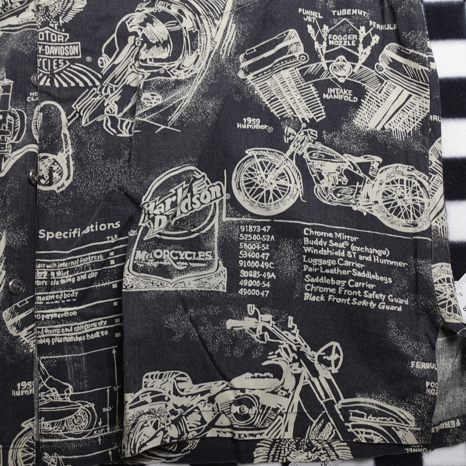 Vintage Harley Davison biker Hawaiian style all over print button up Shirt 2XL