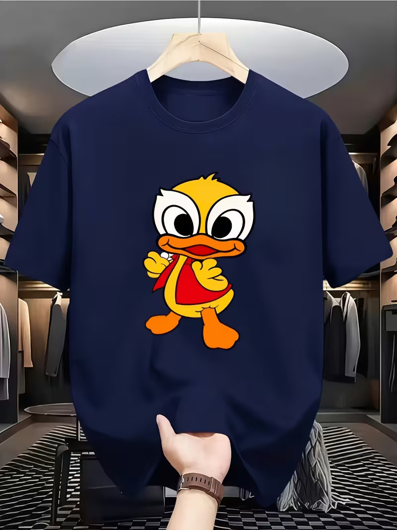 Cute Yellow Duck Print T Shirt Unisex Graphic Tee Summer Short Sleeve Top