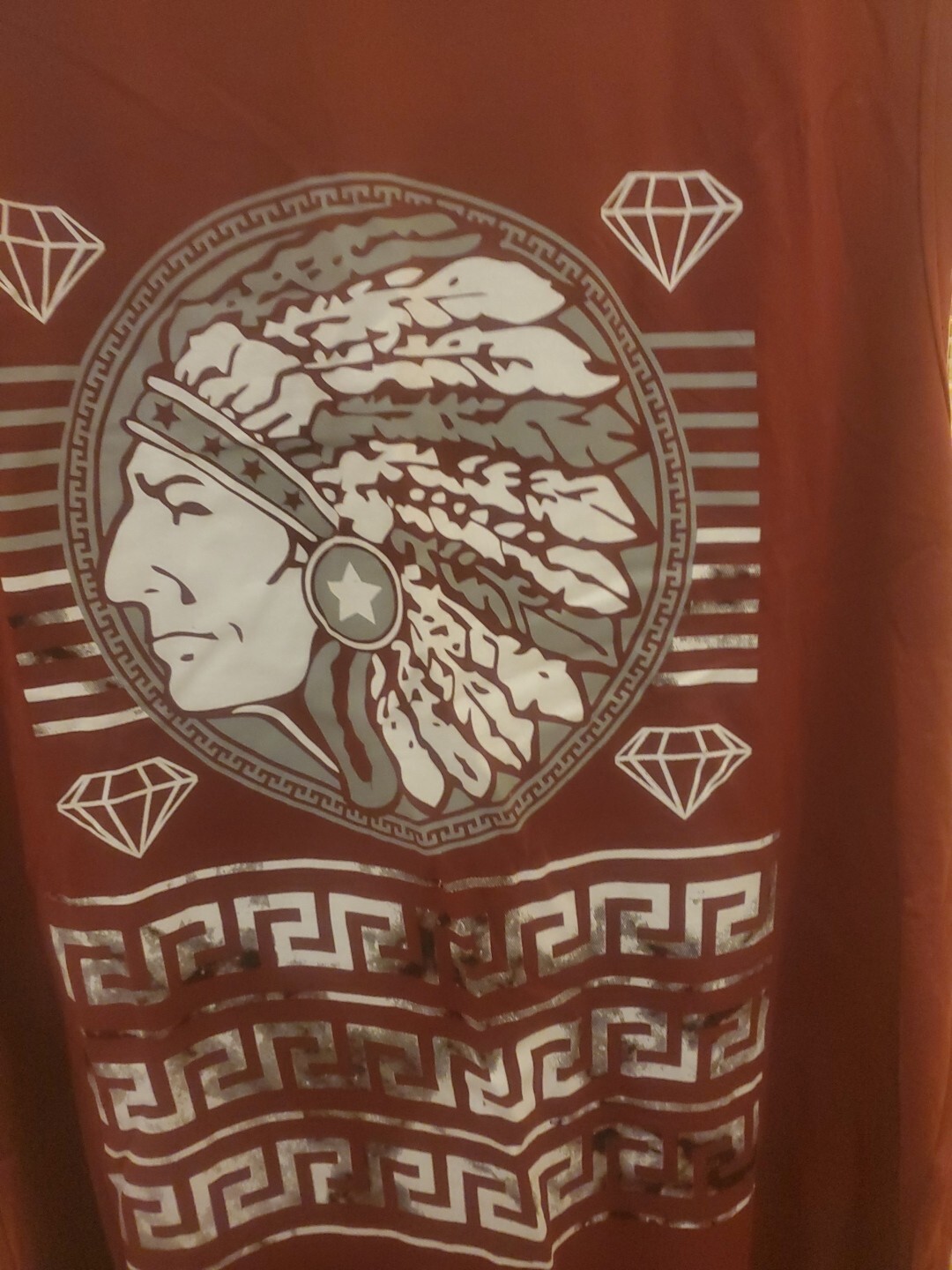 Launder Mens Shirt Size XL Red White Indian Diamonds Hooded Pull On Sleeveless