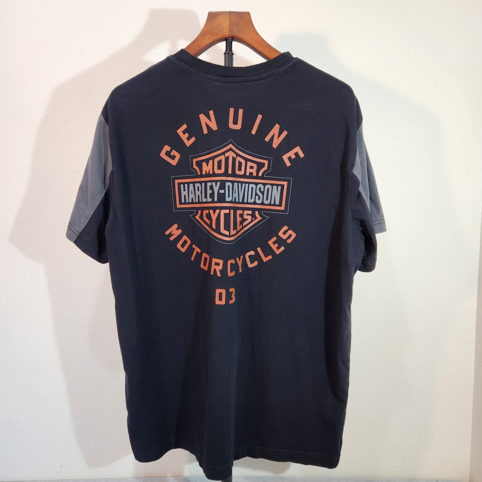 Harley-Davidson Men’s L Short Sleeve Graphic T-Shirt Color Block Logo Biker