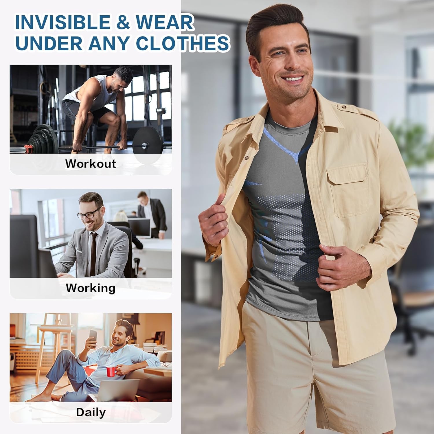 Men’s Compression Shirt Ionic Shaping Sleeveless Vest Sports Base Layer Tank Top