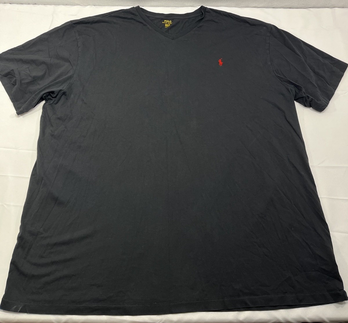 Polo Ralph Lauren V Neck T Shirt Black W/ Red Pony Mens 4XLT – Stains
