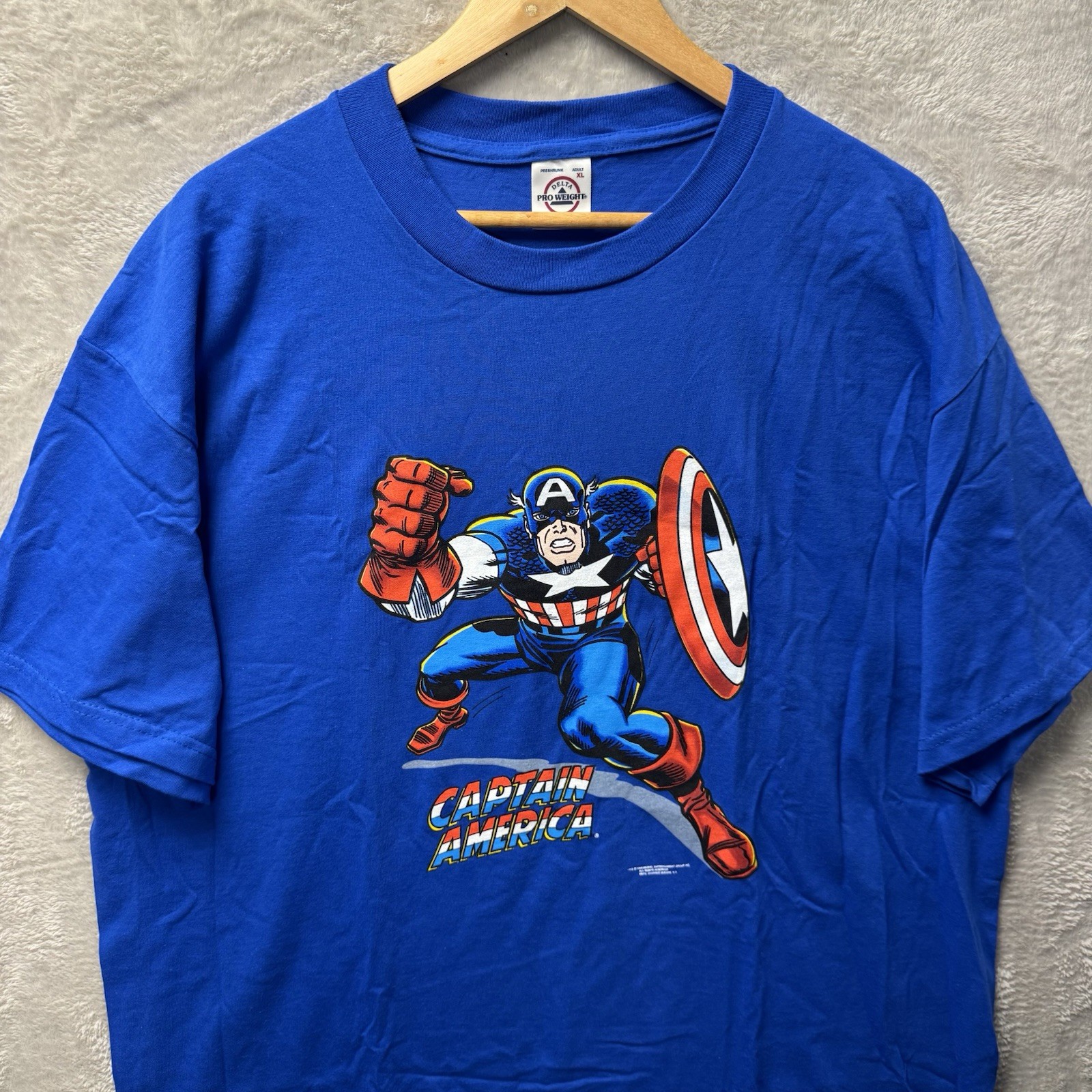 VTG Captain America Marvel Comics Graphic T Shirt Blue Men’s XL New Old stock