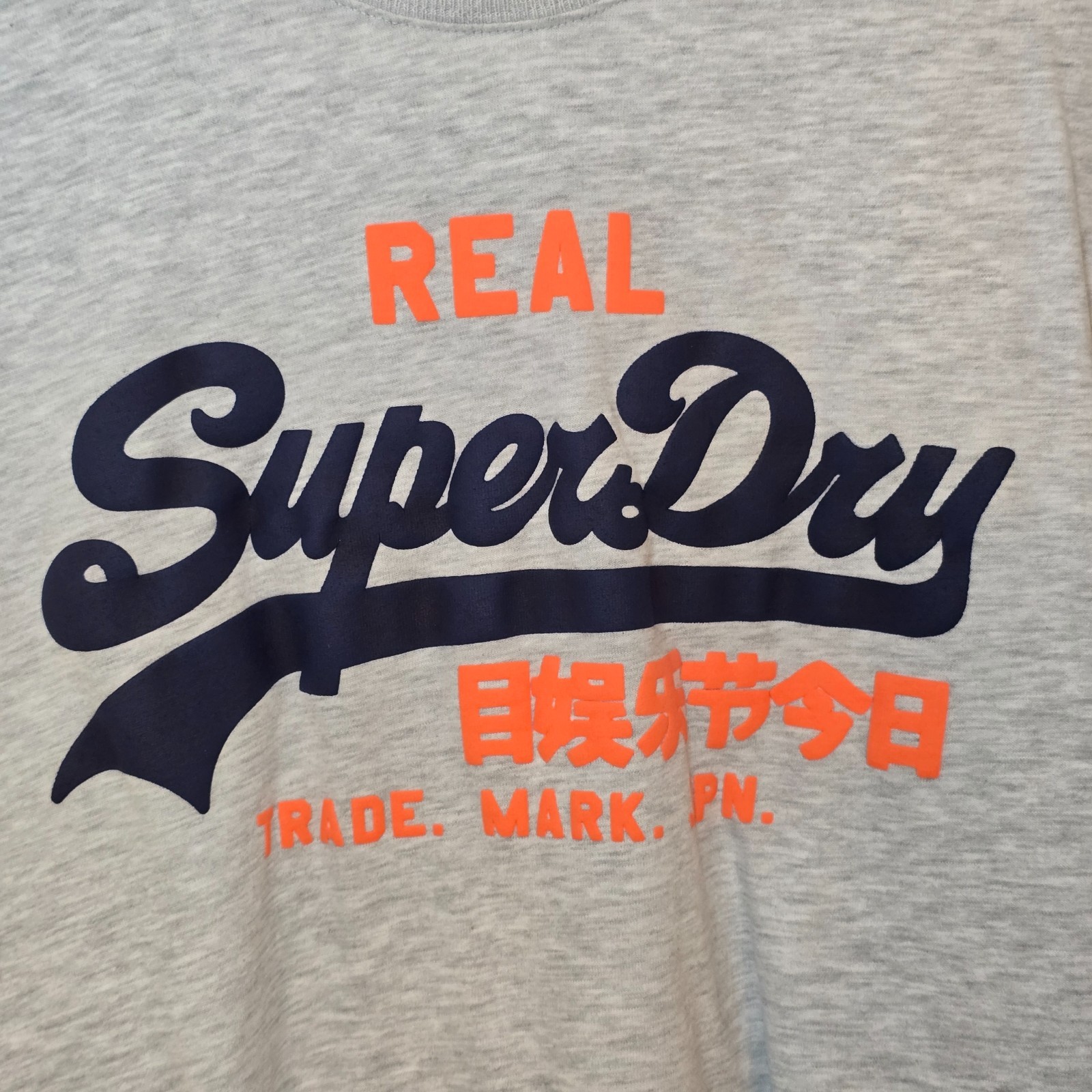 Superdry Premium Black Label Goods T-Shirt Mens Medium Heather Gray Navy Orange