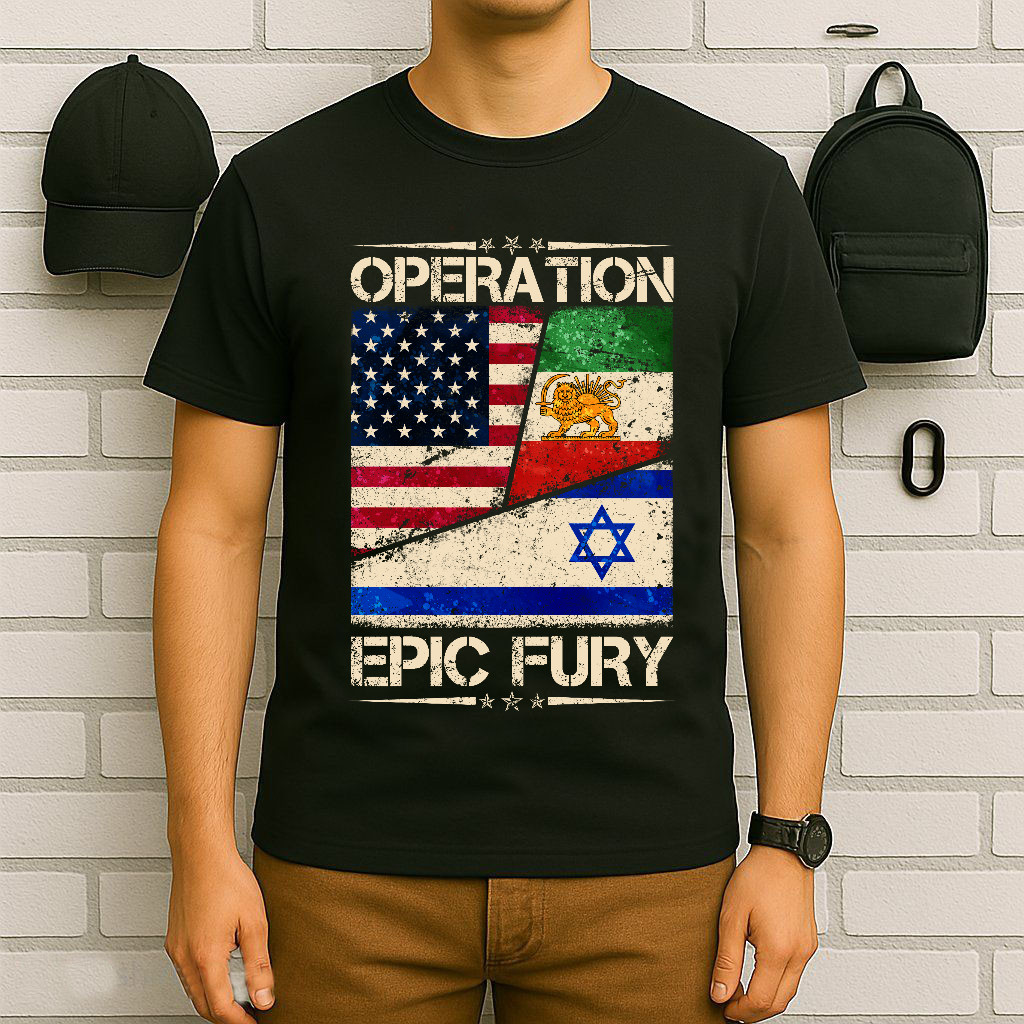 Operation Epic Fury Flag America Iran And Israe T-Shirt Unisex