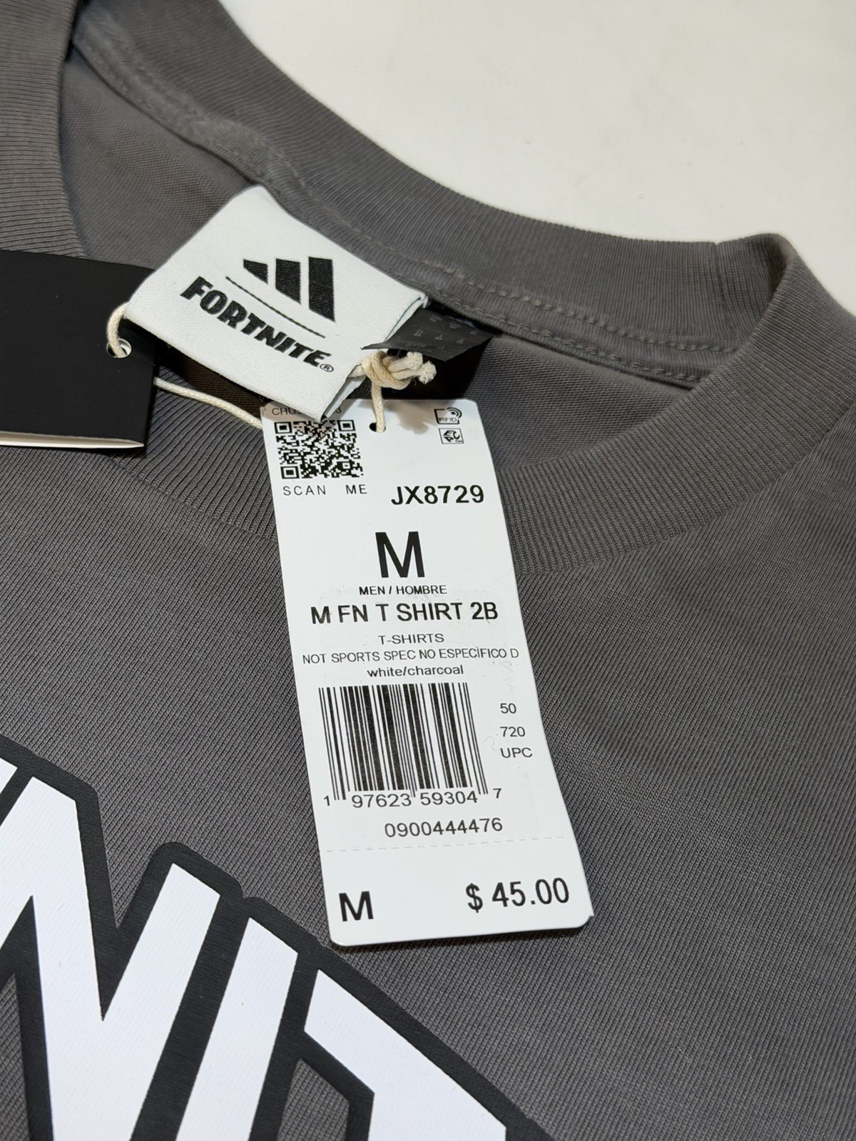 NEW Adidas Fortnite Gradient T Shirt JX8729 Men’s Size Medium Grey Black White