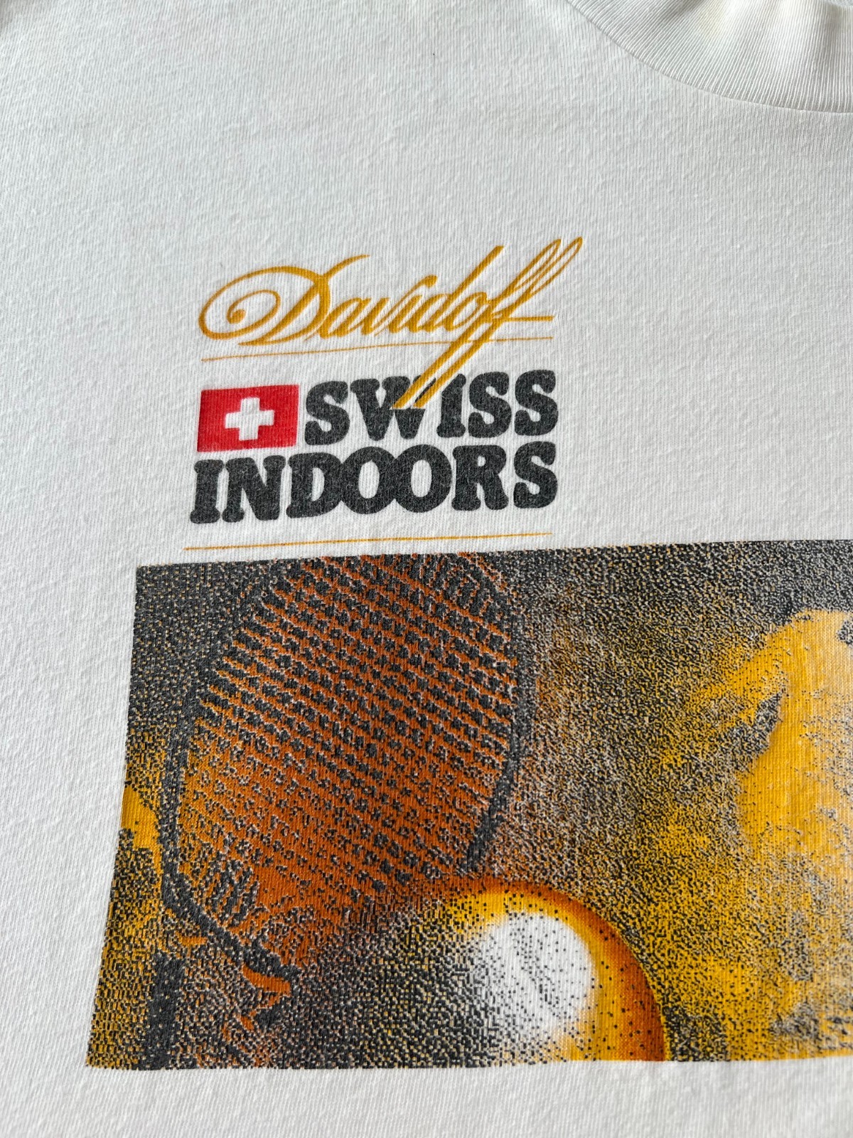 Vintage 90s Nike Davidoff Swiss Indoors Tennis White T-shirt Sz M