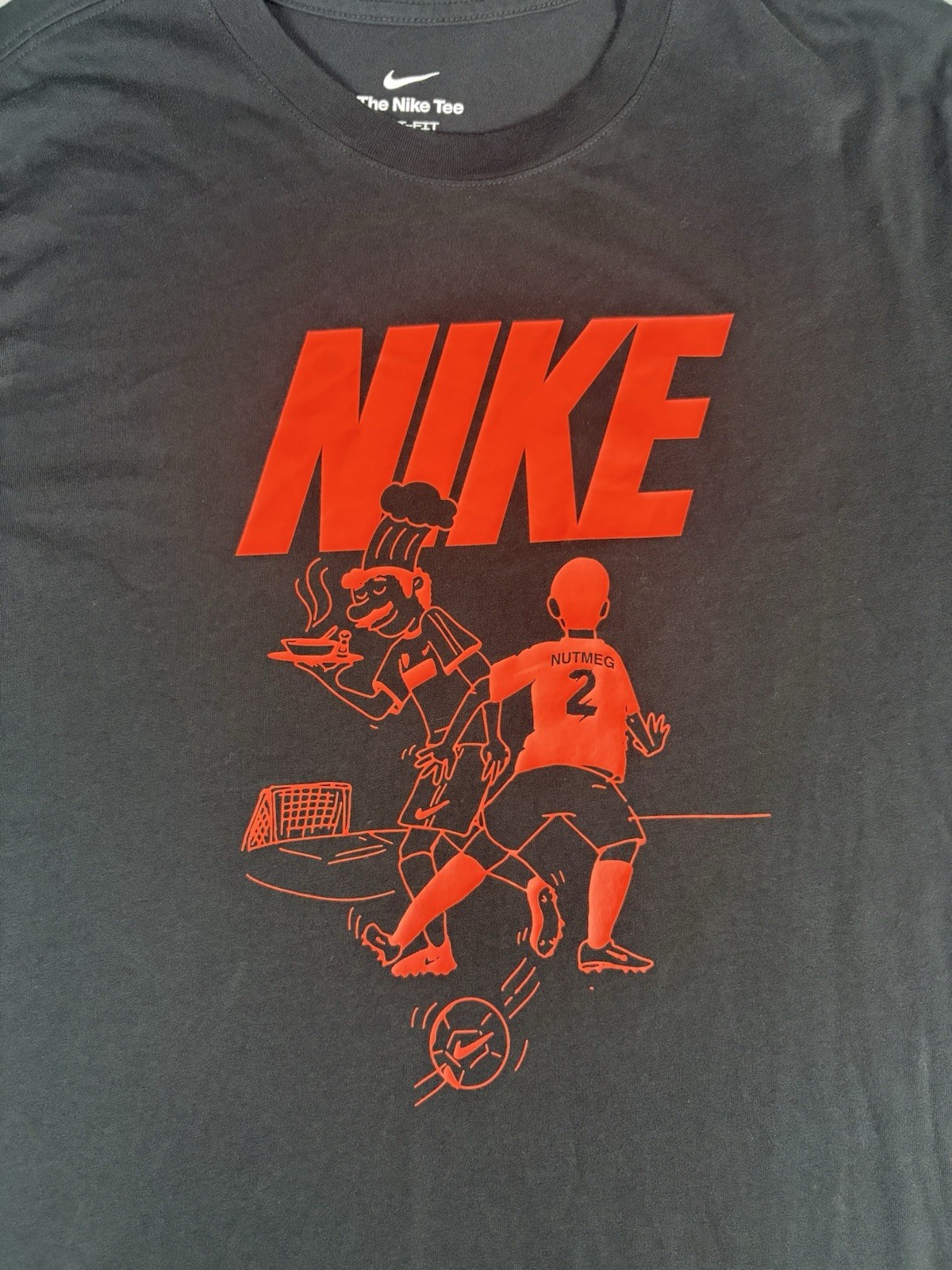 Nike Dri-FIT Soccer Graphic T-Shirt Mens Large Black Red Short Sleeve Tee