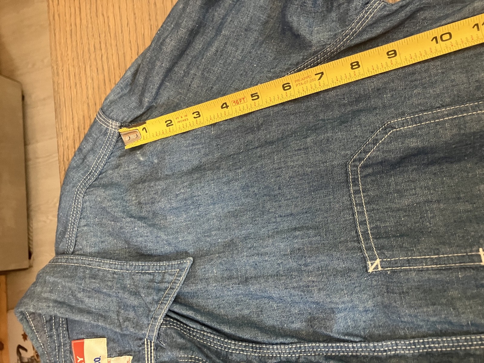 UES Railway Indigo Work Chambray Shirt Long Sleeve Size L Good Condition