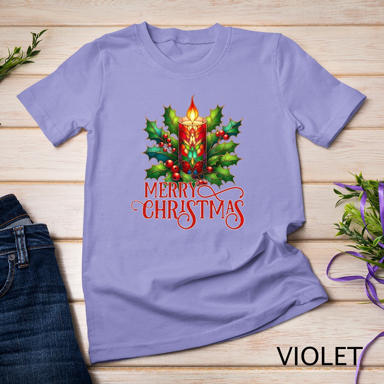 Beautiful and Festive Holiday Candle Graphic Funny Christmas Unisex T-shirt