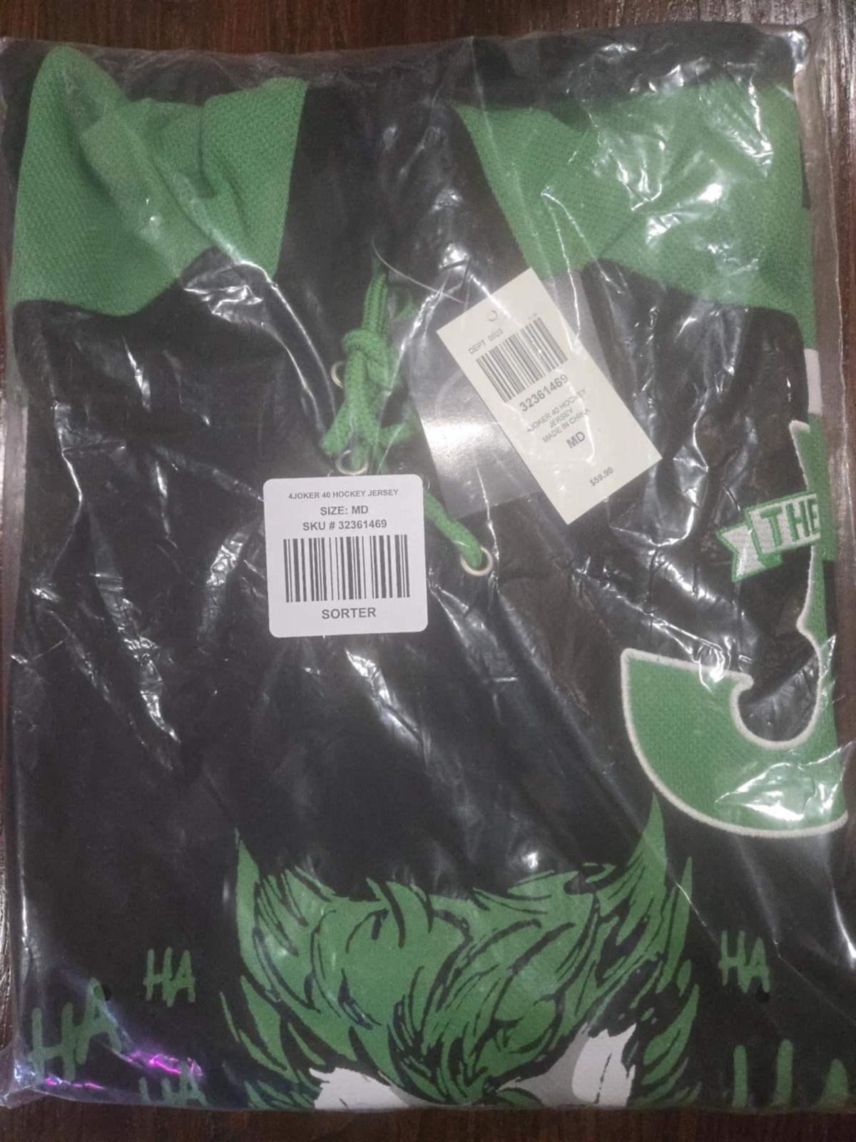 DC Comics Batman The Joker Hooded Men’s MEDIUM Hockey Jersey HOT TOPIC Hoodie