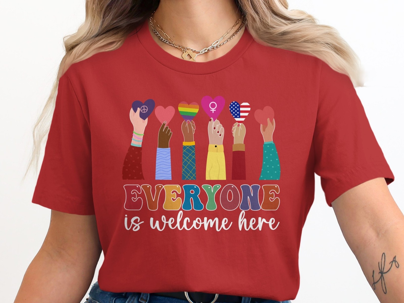 Everyone Is Welcome Here T-Shirt – Inclusive Pride Equality Kindness Tee
