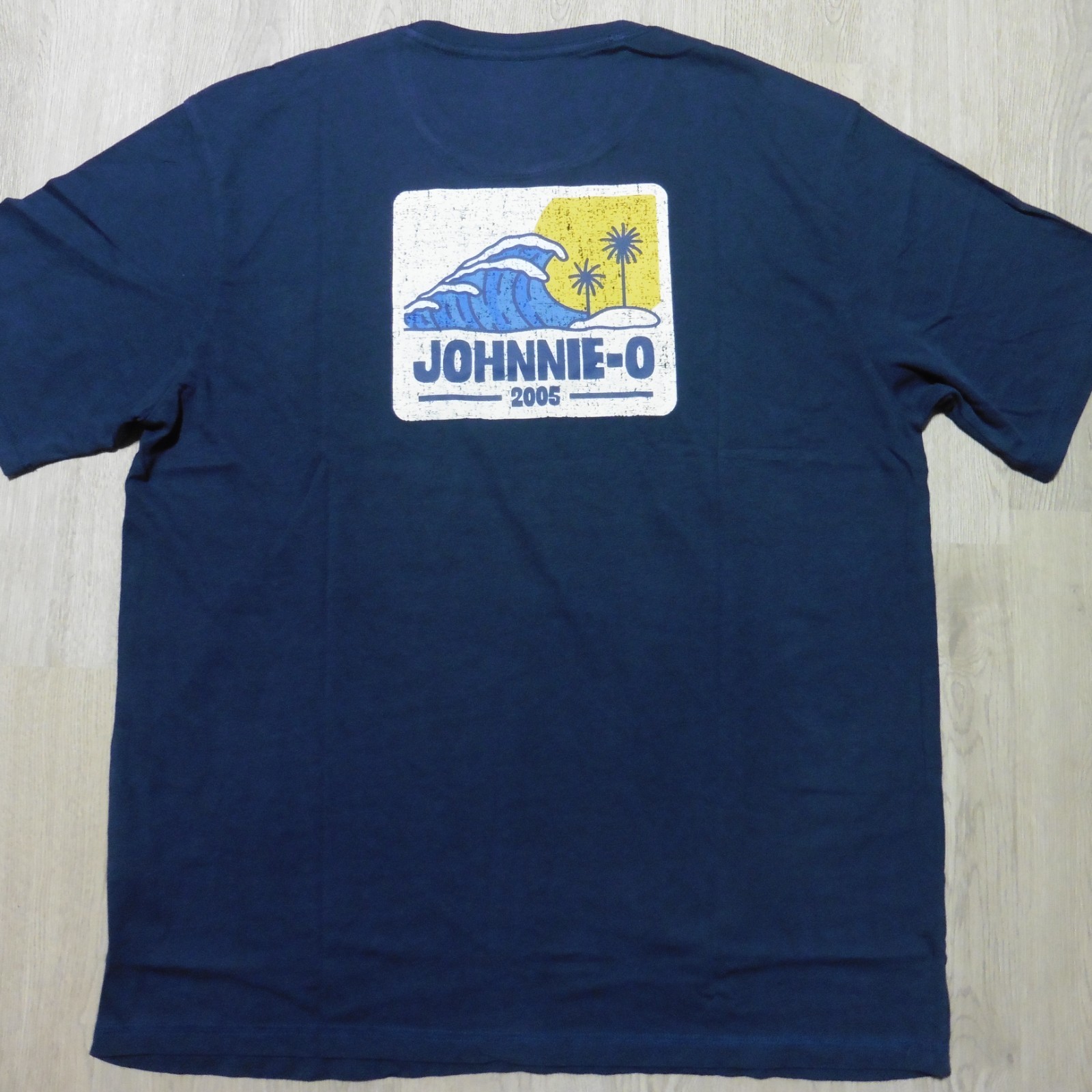 JOHNNIE-O Mens L LARGE T SHIRT WAVE RIDER NAVY BLUE DALE 2.0 GOLF SANTA MONICA