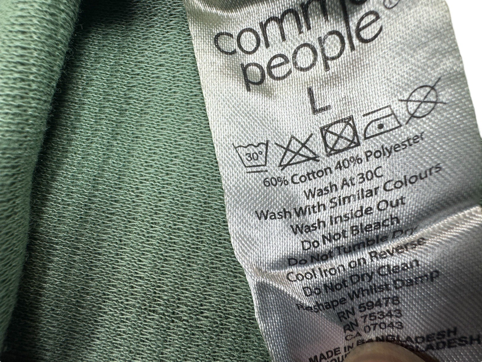 Common People Ottoman Texture Shirt Garment Dye Relaxed Fit Green L Ribbed Sleek