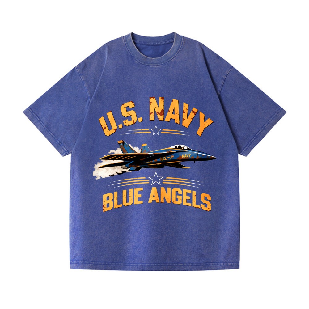 U.S.Navy Blue Angels Vintage Fighter Jet T-Shirt, Patriotic Military Graphic Tee