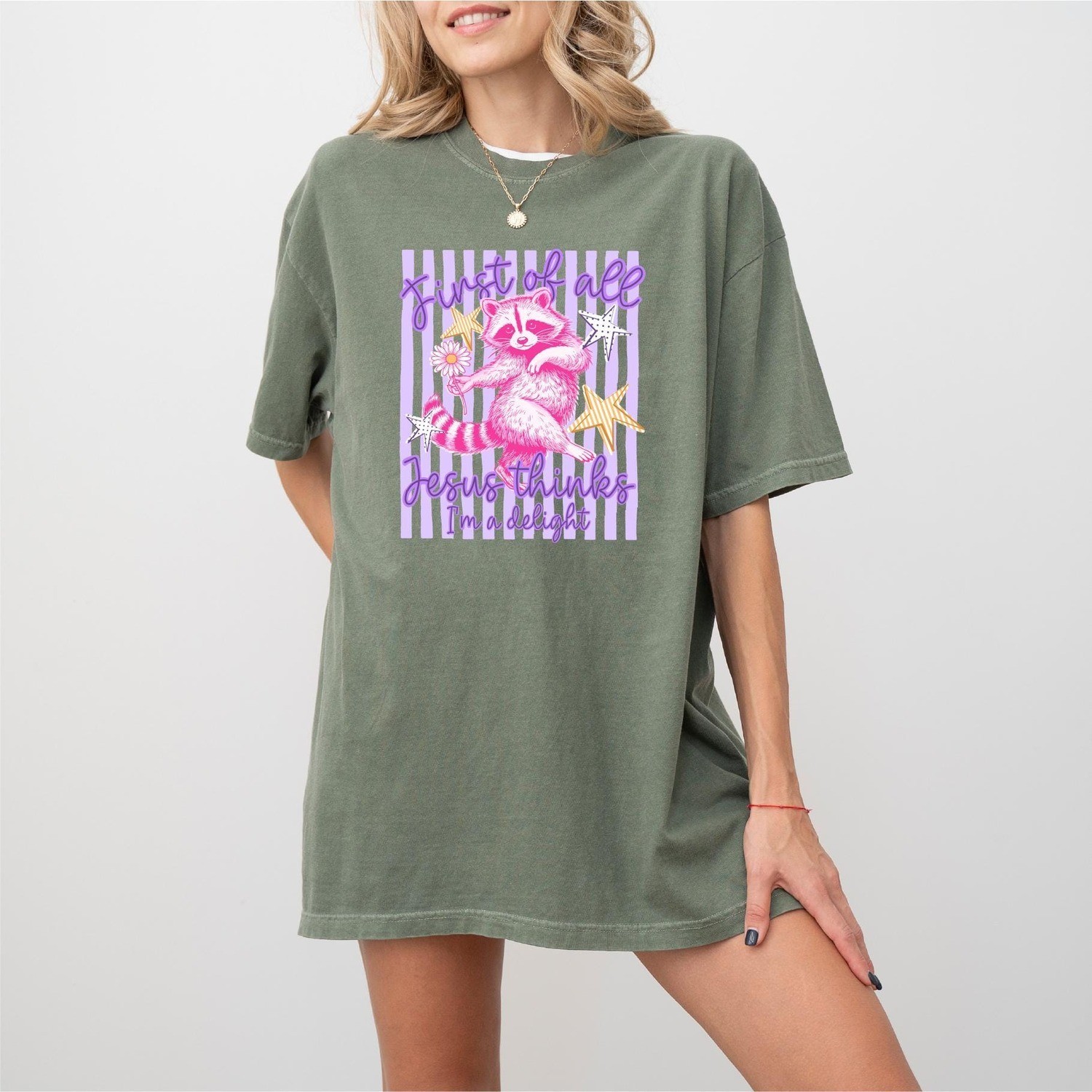 Jesus Thinks I Am A Delight First Of All Raccoon Sarcastic Christian Tee Gift