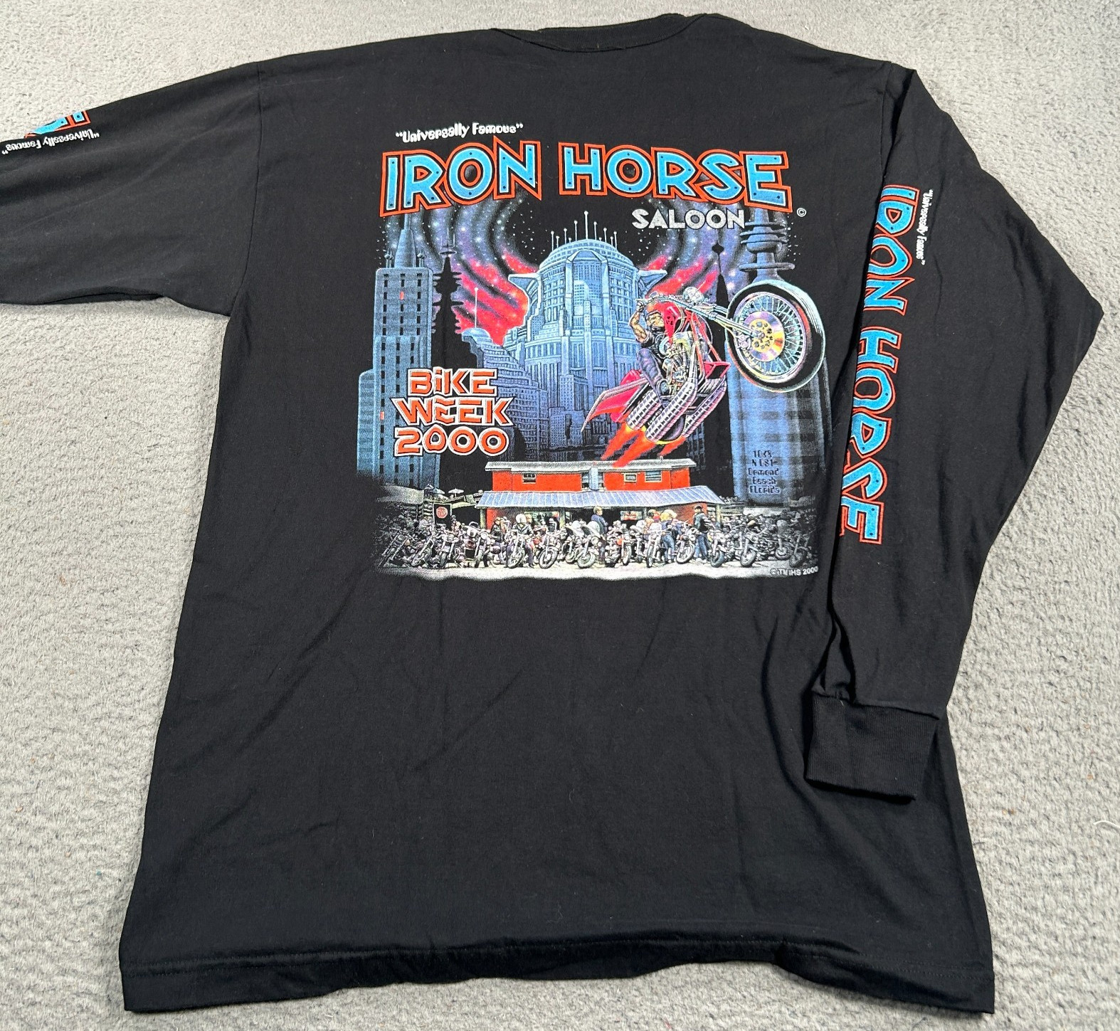 Vintage Iron Horse Saloon Bike Week 2000 Shirt Mens Large Black Tee Murina USA