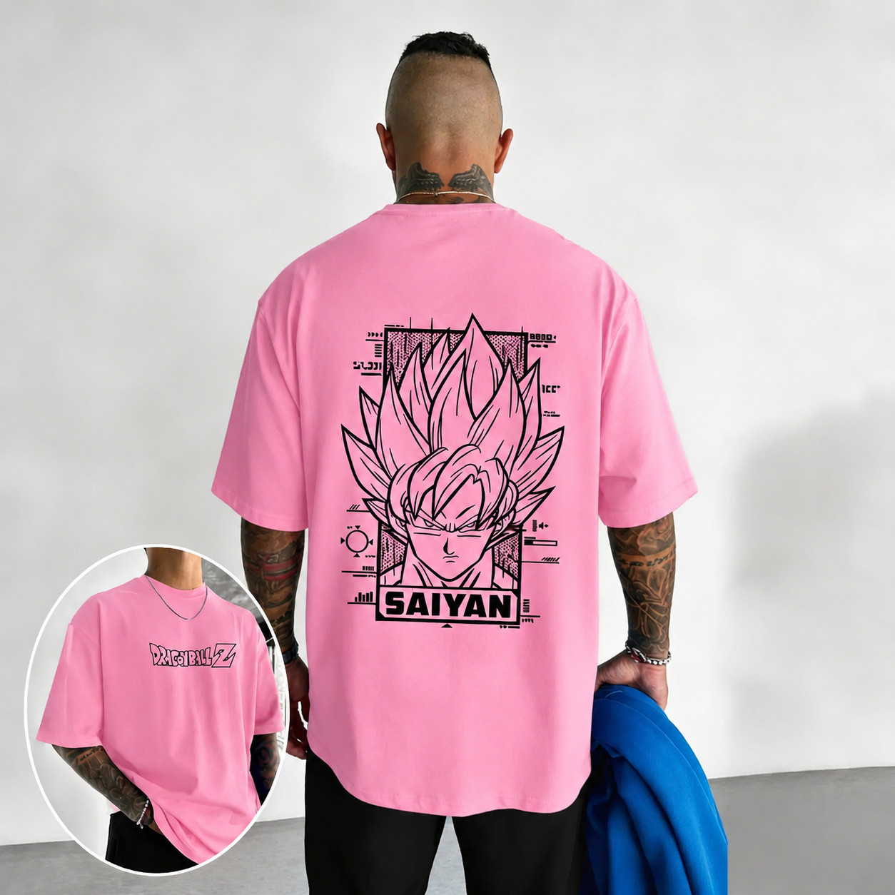Japanese Dragon Graphic Printed Cotton Oversized Summer T-shirt Anime Streetwear