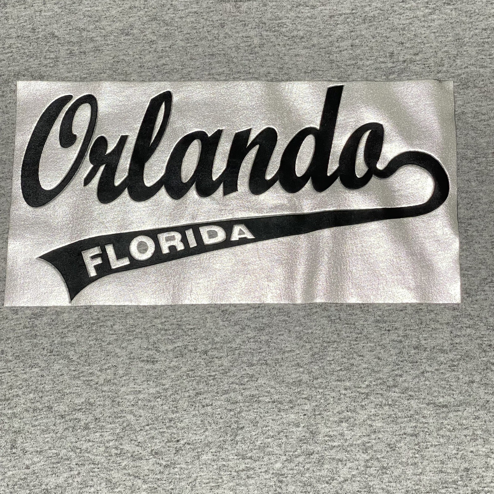 Orlando Florida Shirt Mens XL Grey Baseball Glossy Silver Logo Delta Pro Weight