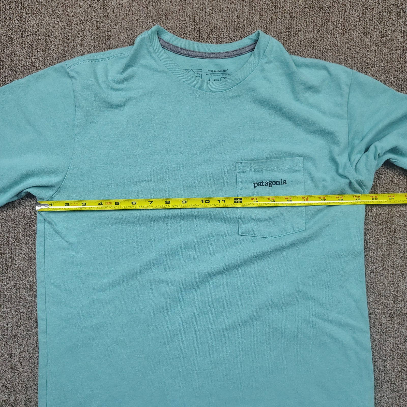 PATAGONIA Pocket Shirt Men S Blue Mountain Range Graphic Logo Outdoors Hiking