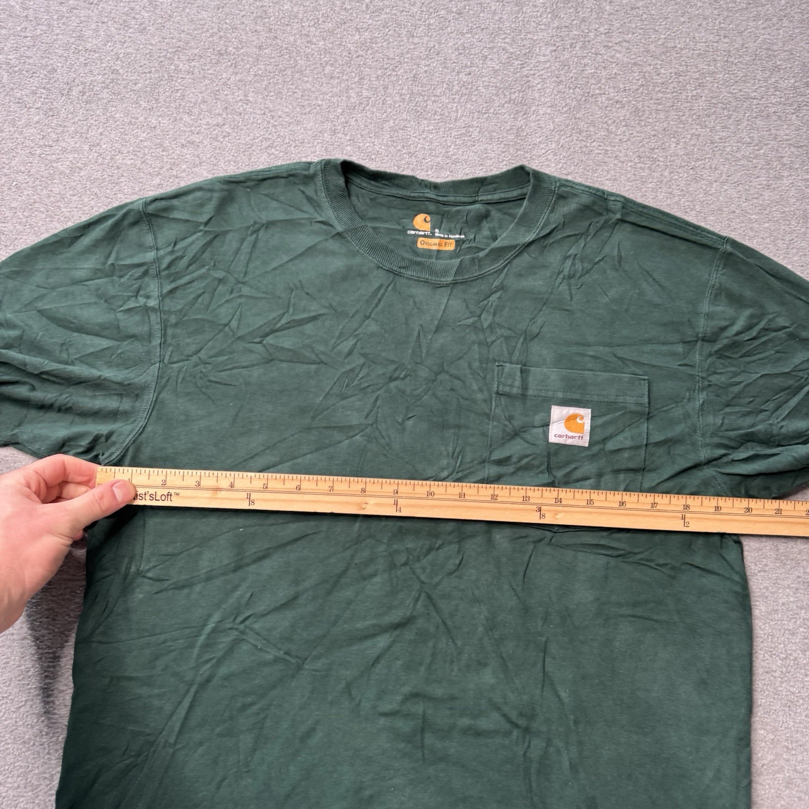 Carhartt Shirt Mens Small Green Force Pockets Workwear Utility Construction