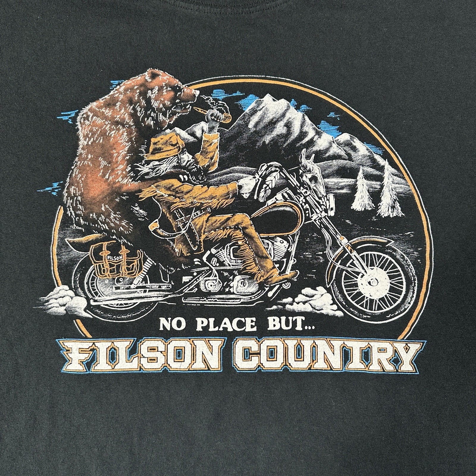 Filson Country Graphic Bear Motorcycle T-Shirt Men’s 2XL S/Sleeve Crew Neck USA