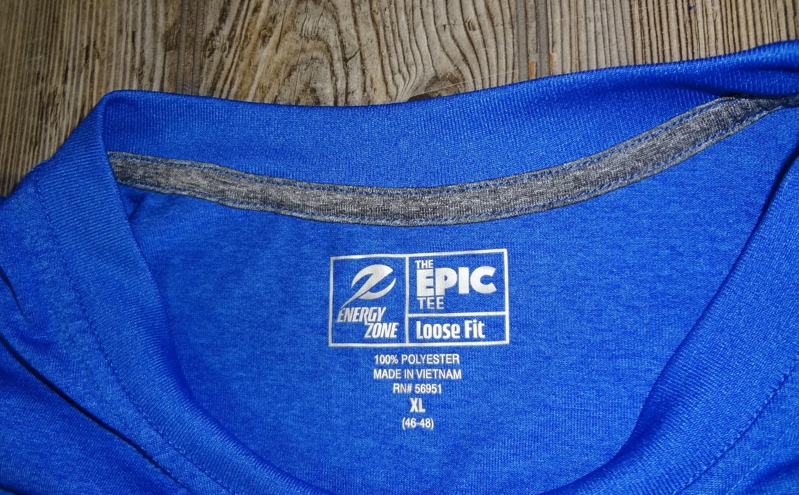 Epic Energy Zone Men’s Blue Polyester Short Slv Loose Fit T-Shirt Sz XL46-48