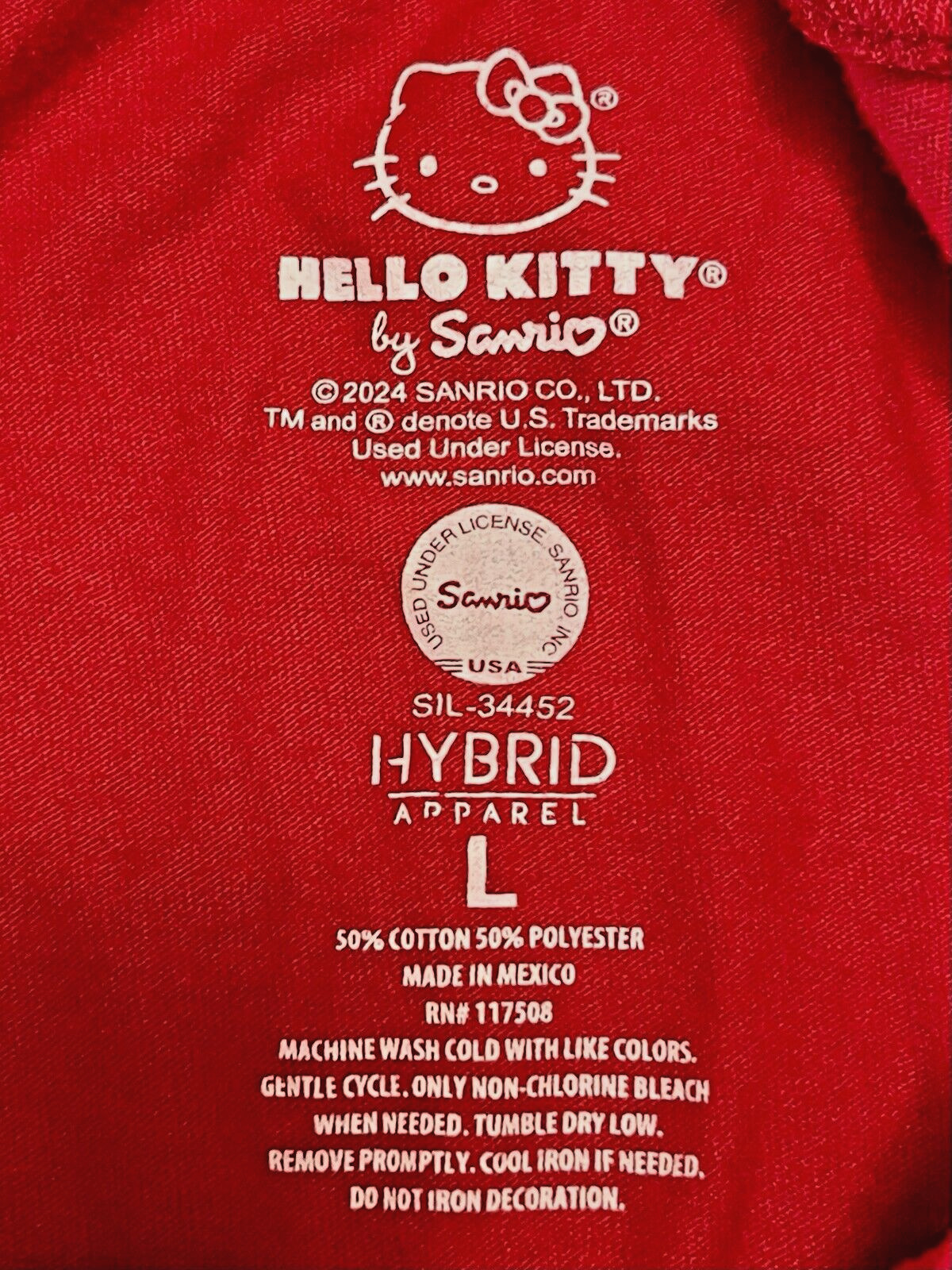 Sanrio Hello Kitty Red Crew Neck Short Sleeve LARGE LOT/3 VARIOUS DESIGNS