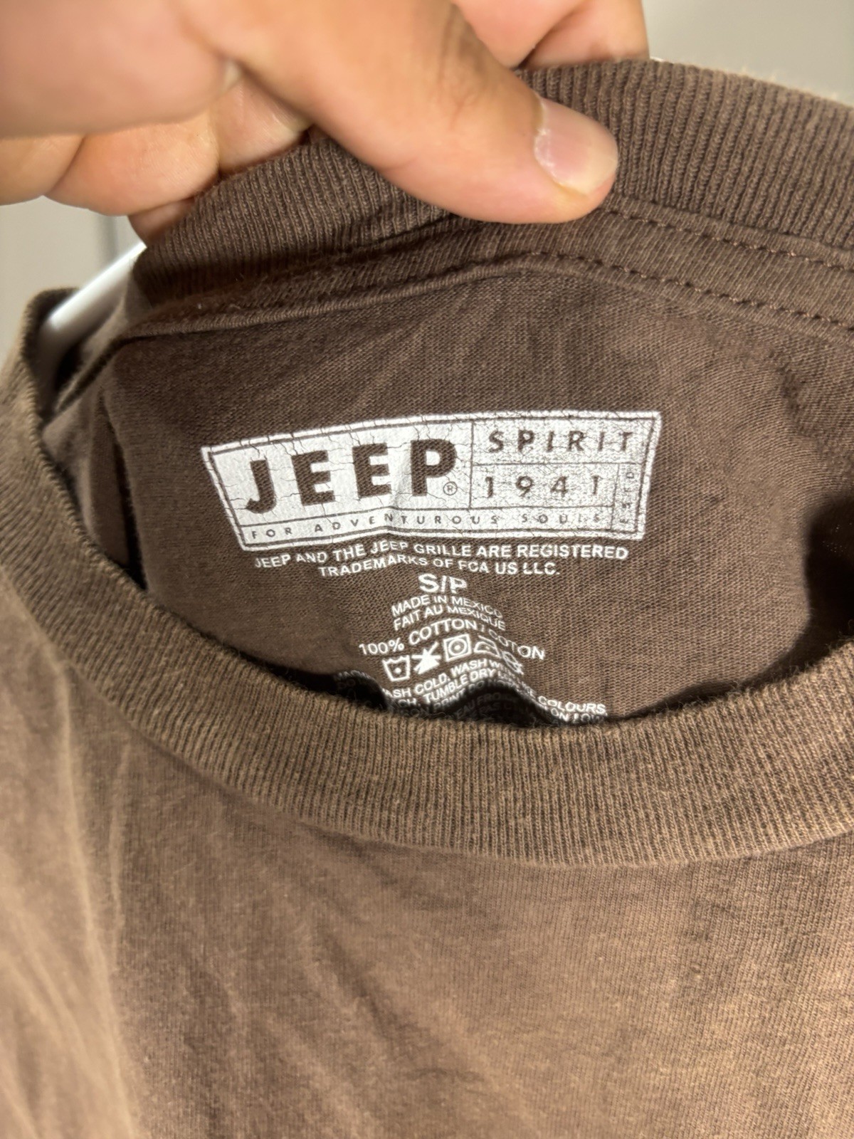 Jeep Spirit 1941 Graphic Double-Sided Men’s Brown Crew Neck T-Shirt Size S/P