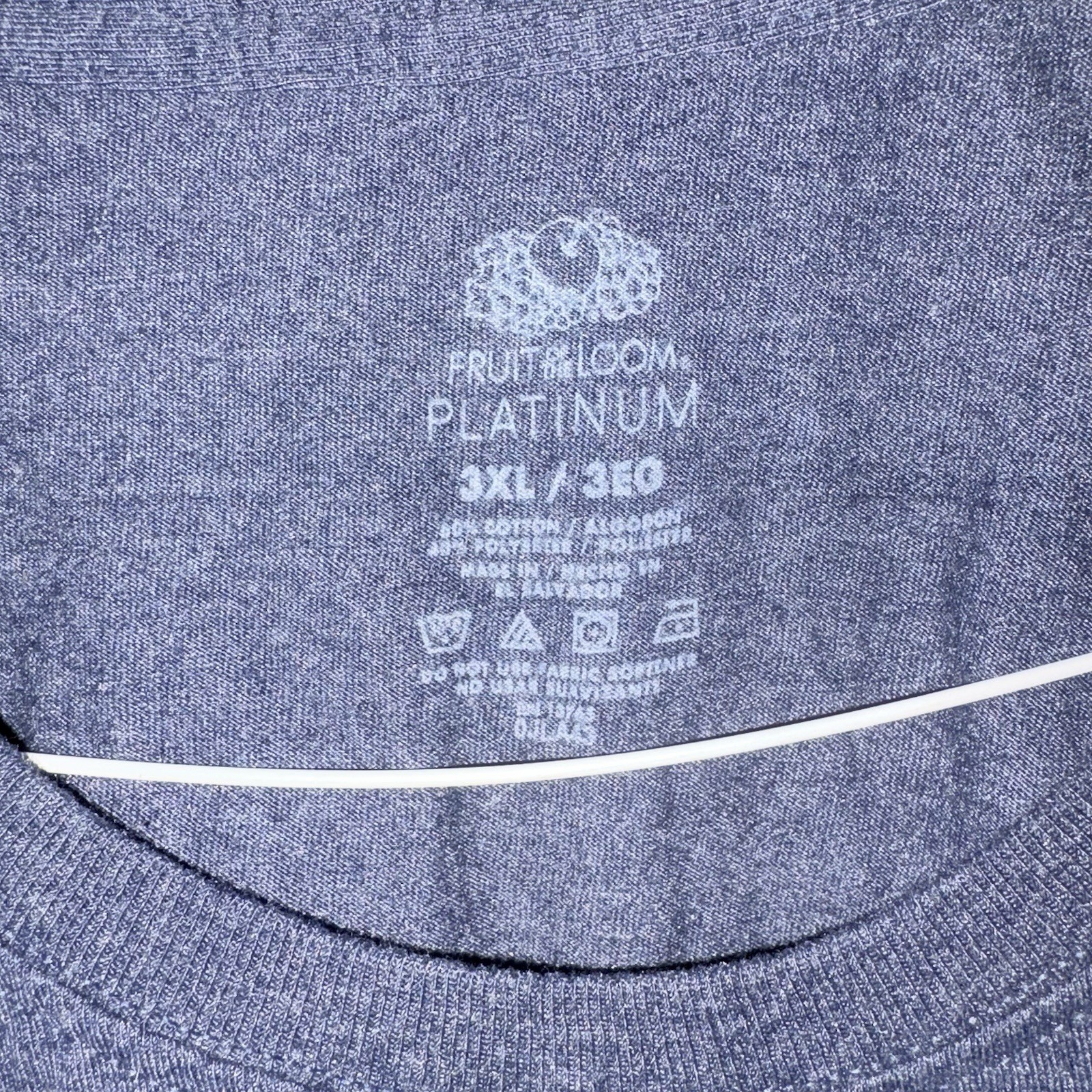 Fruit of the Loom Platinum T Shirt Men’s 3XL Blue Heather Pocket Tee