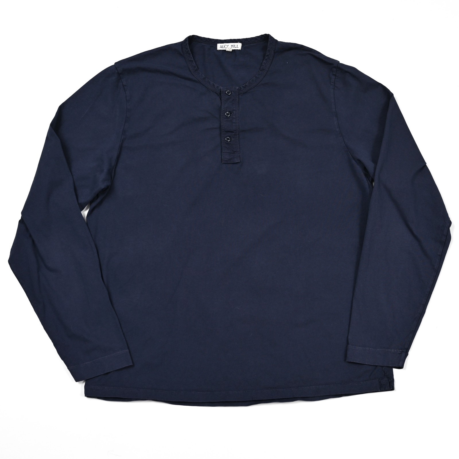 Alex Mill Henley Shirt Men’s Large Blue 100% Cotton Long Sleeve Preppy 3 Button