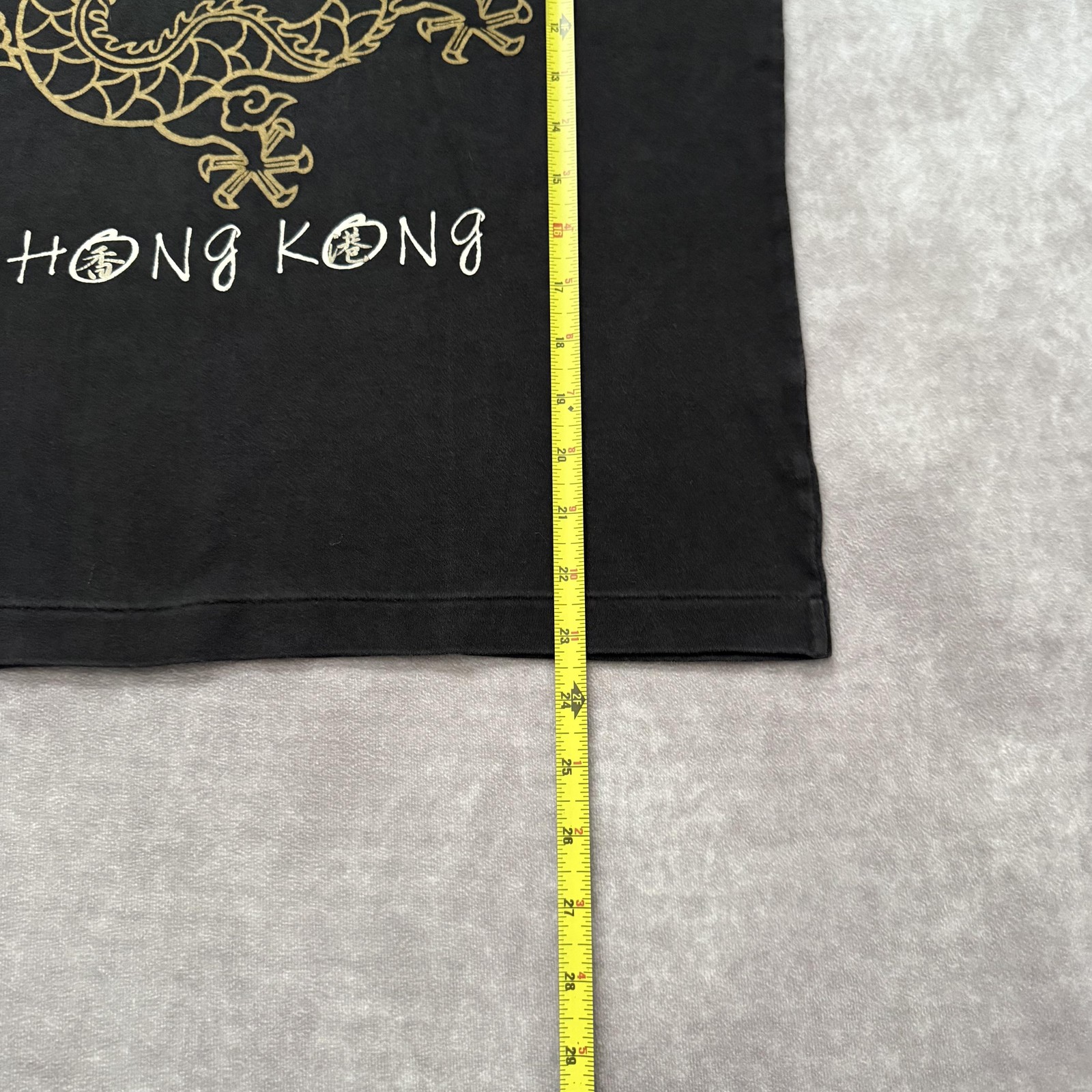 Vintage 90s Hong Kong Shirt Size M Single Stitch Dragon Tourist Souvenir Black