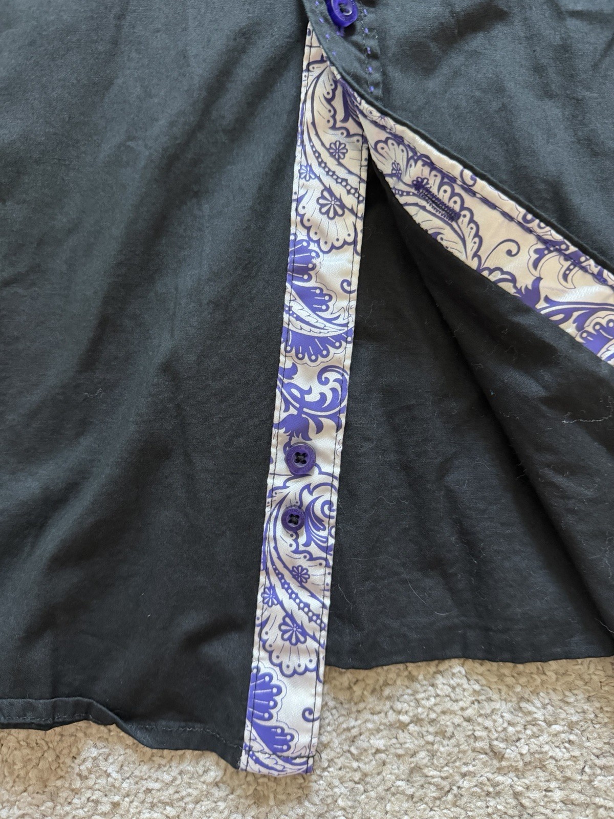 Victorious Los Angeles Men’s L Black Purple Cross Embroidered Shirt Gothic Y2K