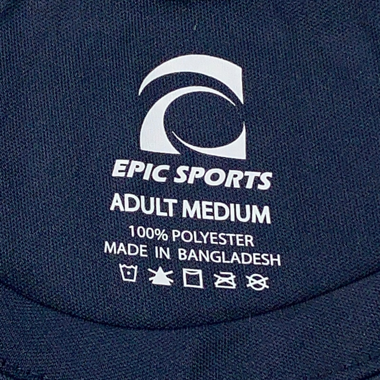 Epic Sports Adult Size Medium Navy Blue Short Sleeve Crew Neck Performance Tee
