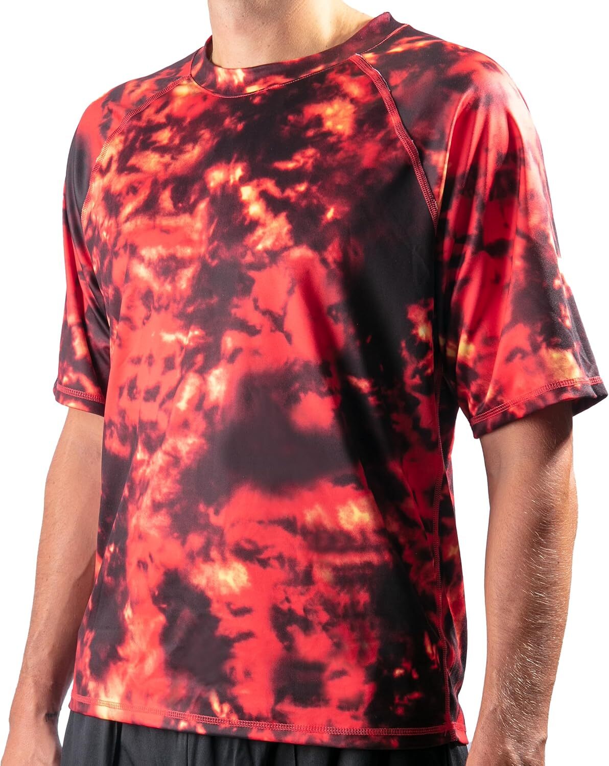 Men’s UPF 50 Short Sleeve Swim Rash Guard Sun Protection Shirt Quick Dry
