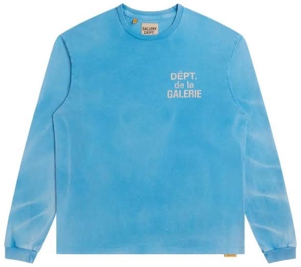 Gallery Dept. French Logo L/S Pocket Tee Cyan New Size Small, XL 100% Authentic