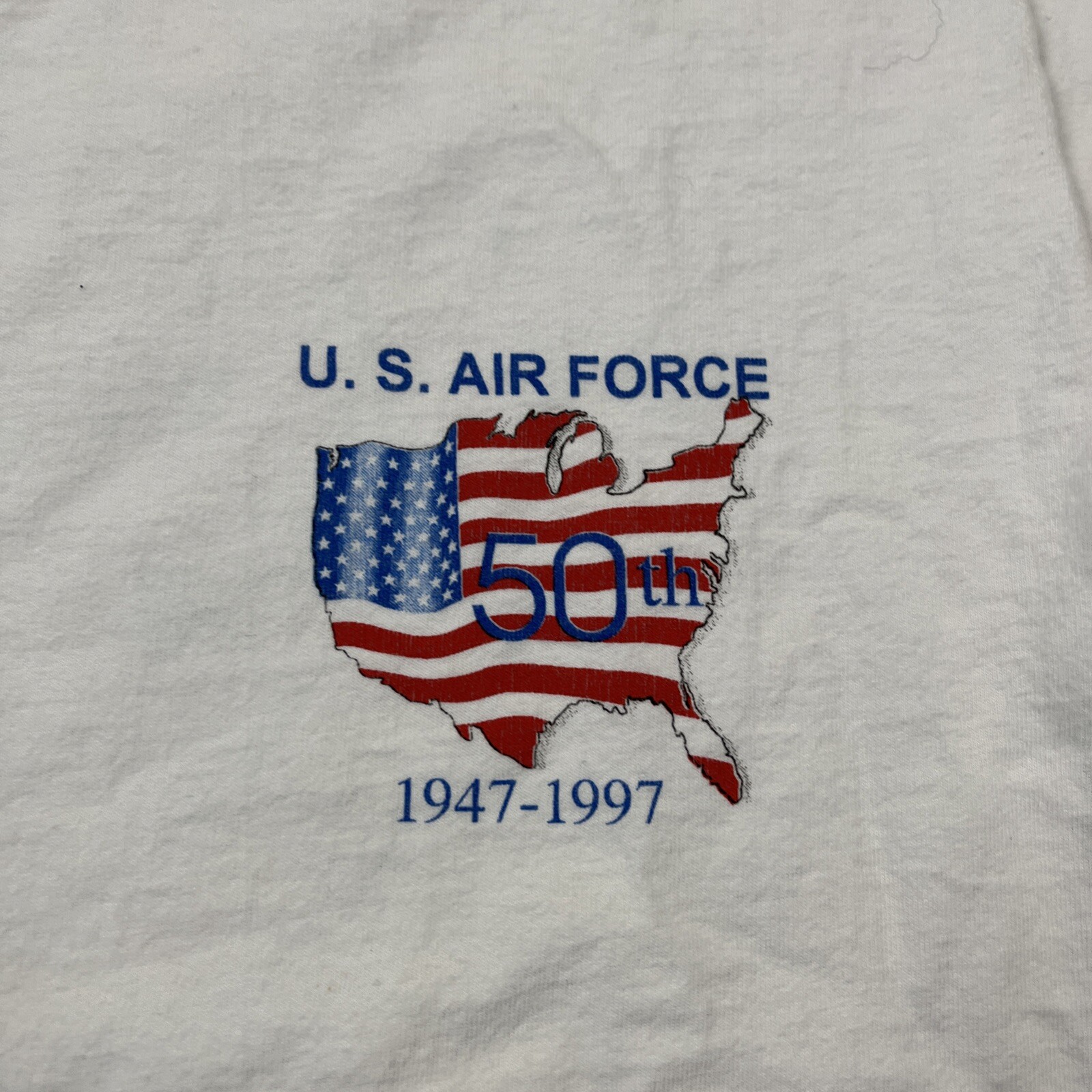 Vintage US Air Force 50 Year Anniversary 1997 White T-Shirt Medium Double Sided