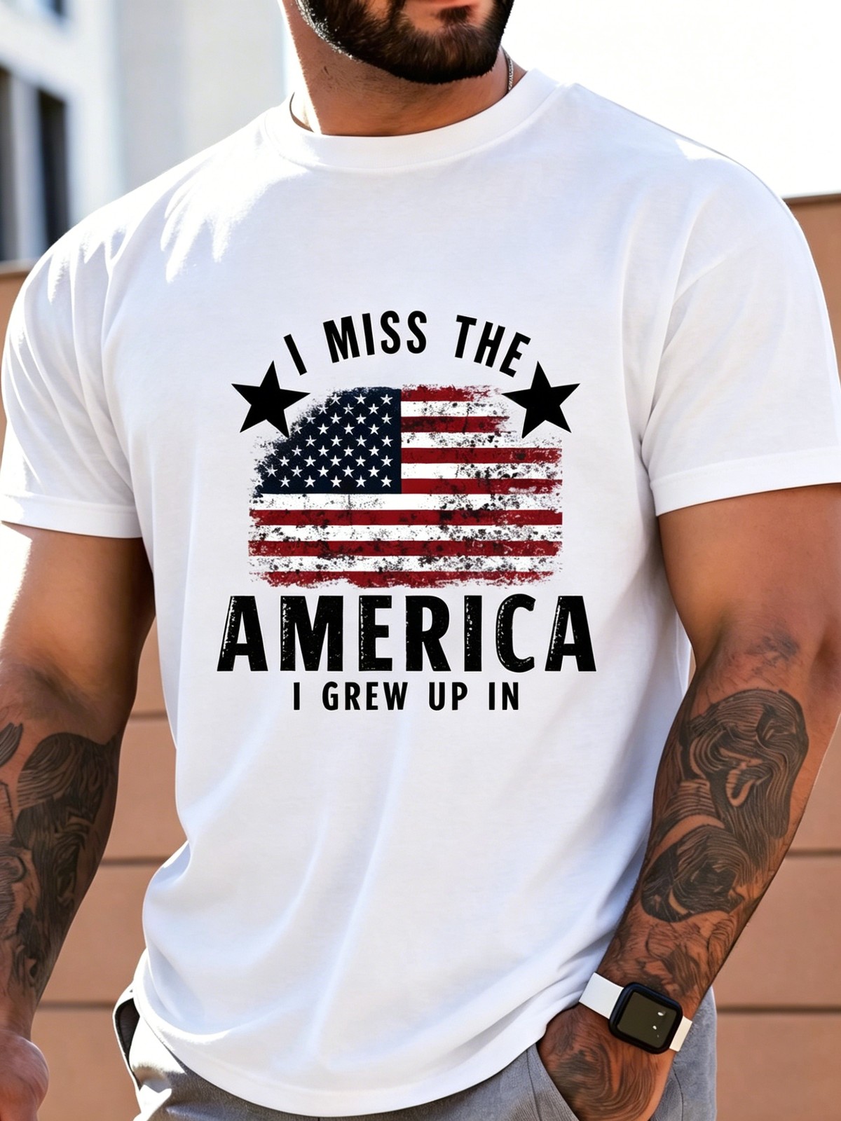 “I Miss The America I Grew Up With” Flag 250th Patriotic T Gift For Dad Friends