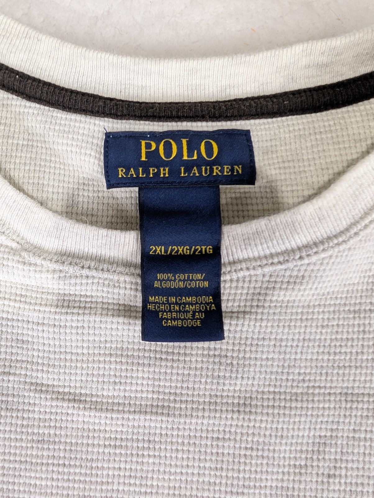 POLO RALPH LAUREN Waffle Knit Crewneck Pull-On Thermal White Shirt Men’s 2XL