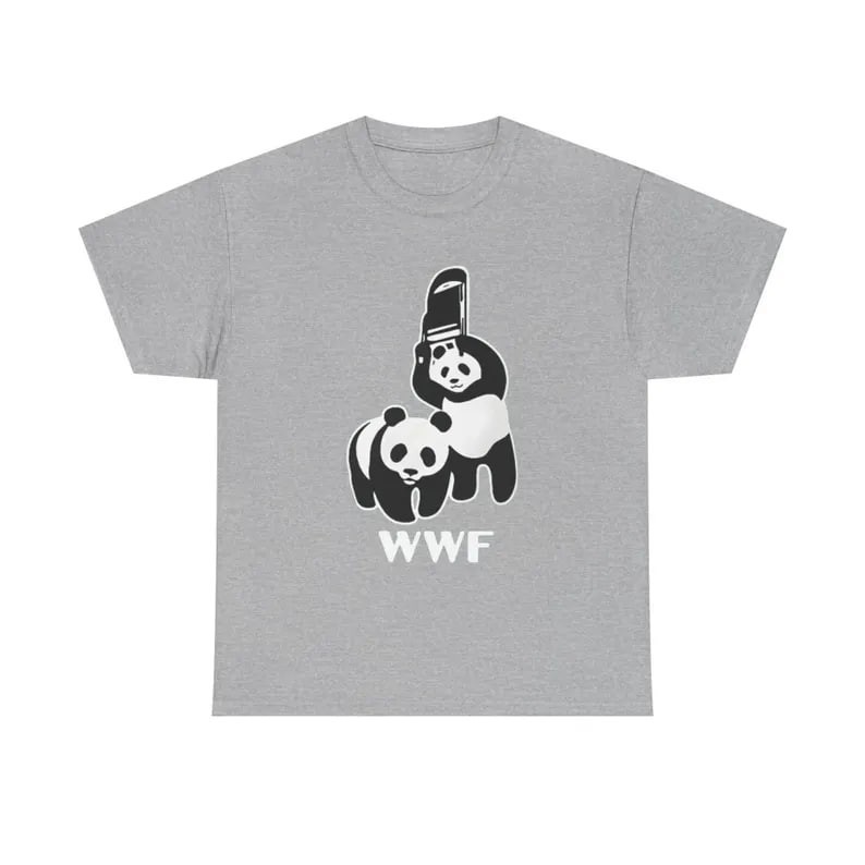 Panda Wrestling Hardcore Chair Tee | Playful Panda Illustration T-Shirt