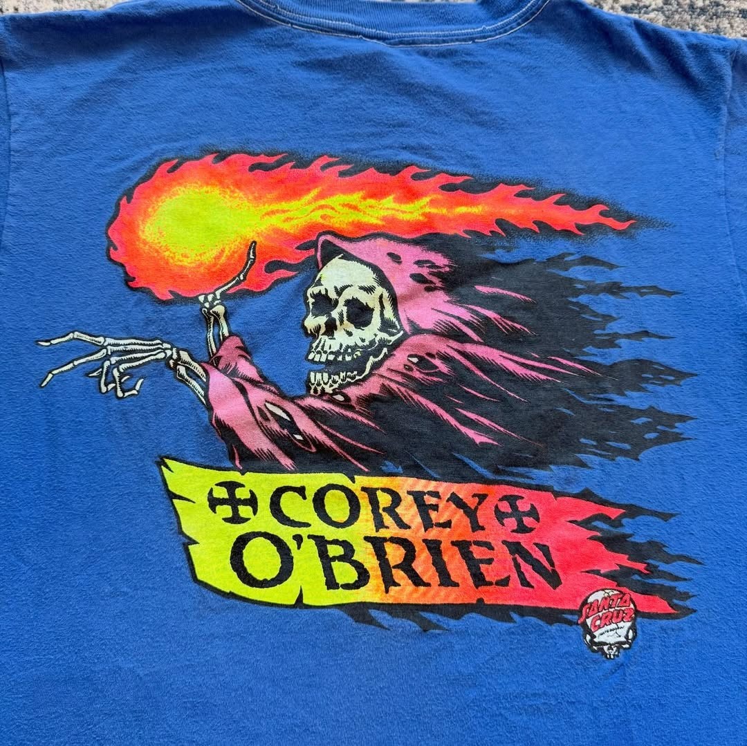 80s SANTA CRUZ SKATEBOARDS COREY O’BRIEN REAPER Vintage T-Shirt Reprint