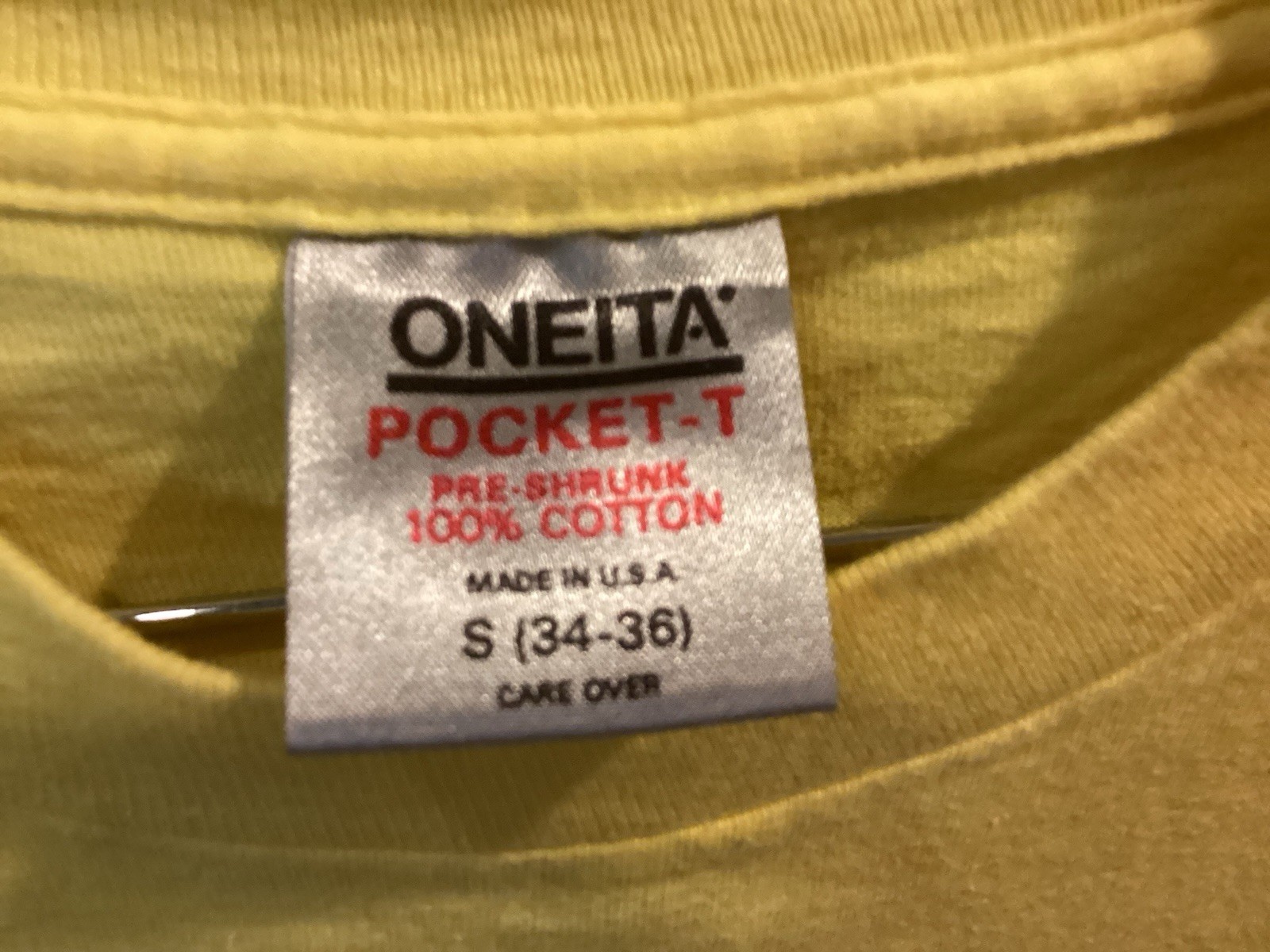 VTG United States Secret Service Yellow ONIETA USA Made Pocket T-shirt SZ S
