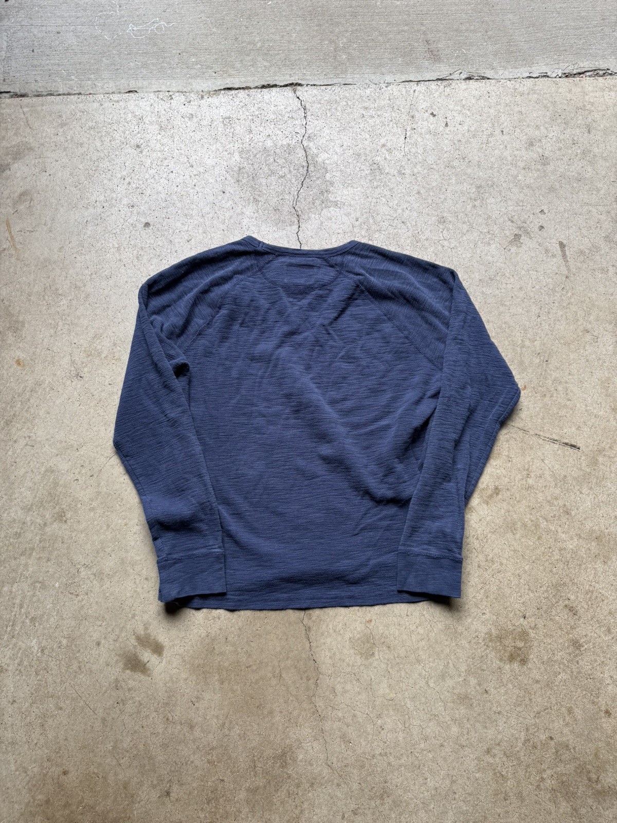 Lucky Brand Lived In Thermal Shirt Mens XL Blue Pullover Crew Neck Handcrafted