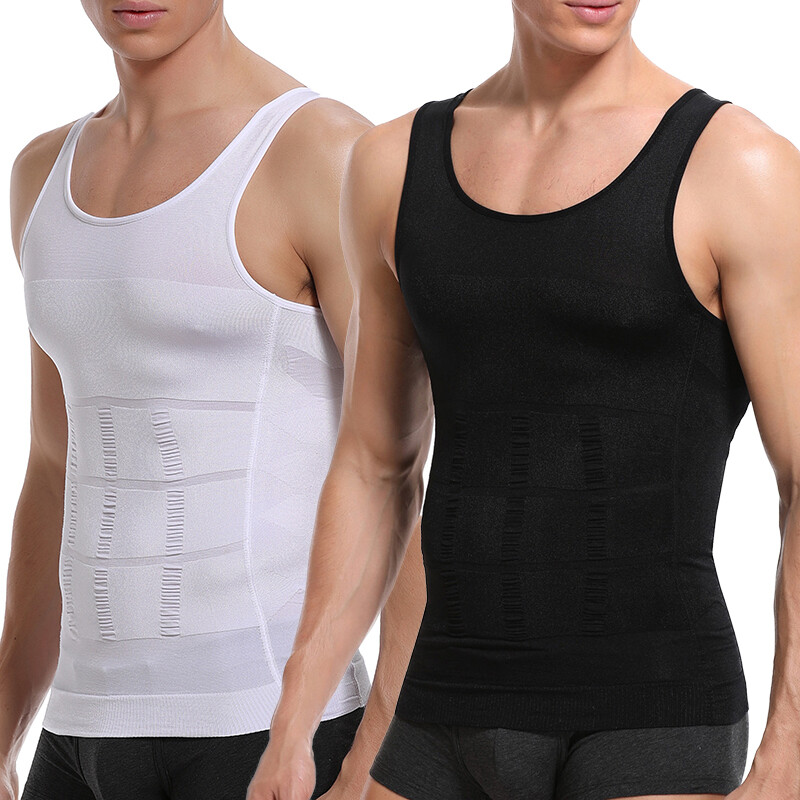 Men’s Body Shaper Toning T-Shirt Ultra Durable Compression Vest Tops Undershirts