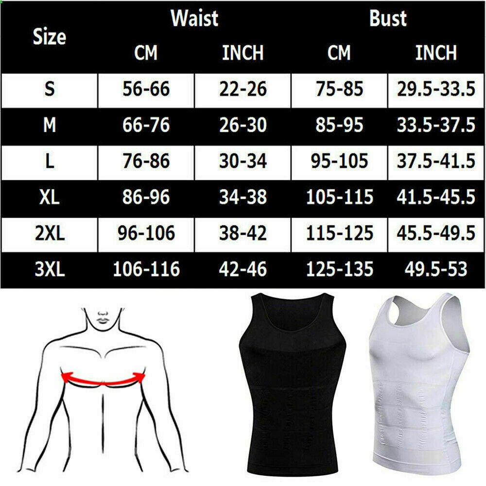 Men Slim Shirt Body Slimming Tummy Shaper Control Belly Underwear Vest Girdle US
