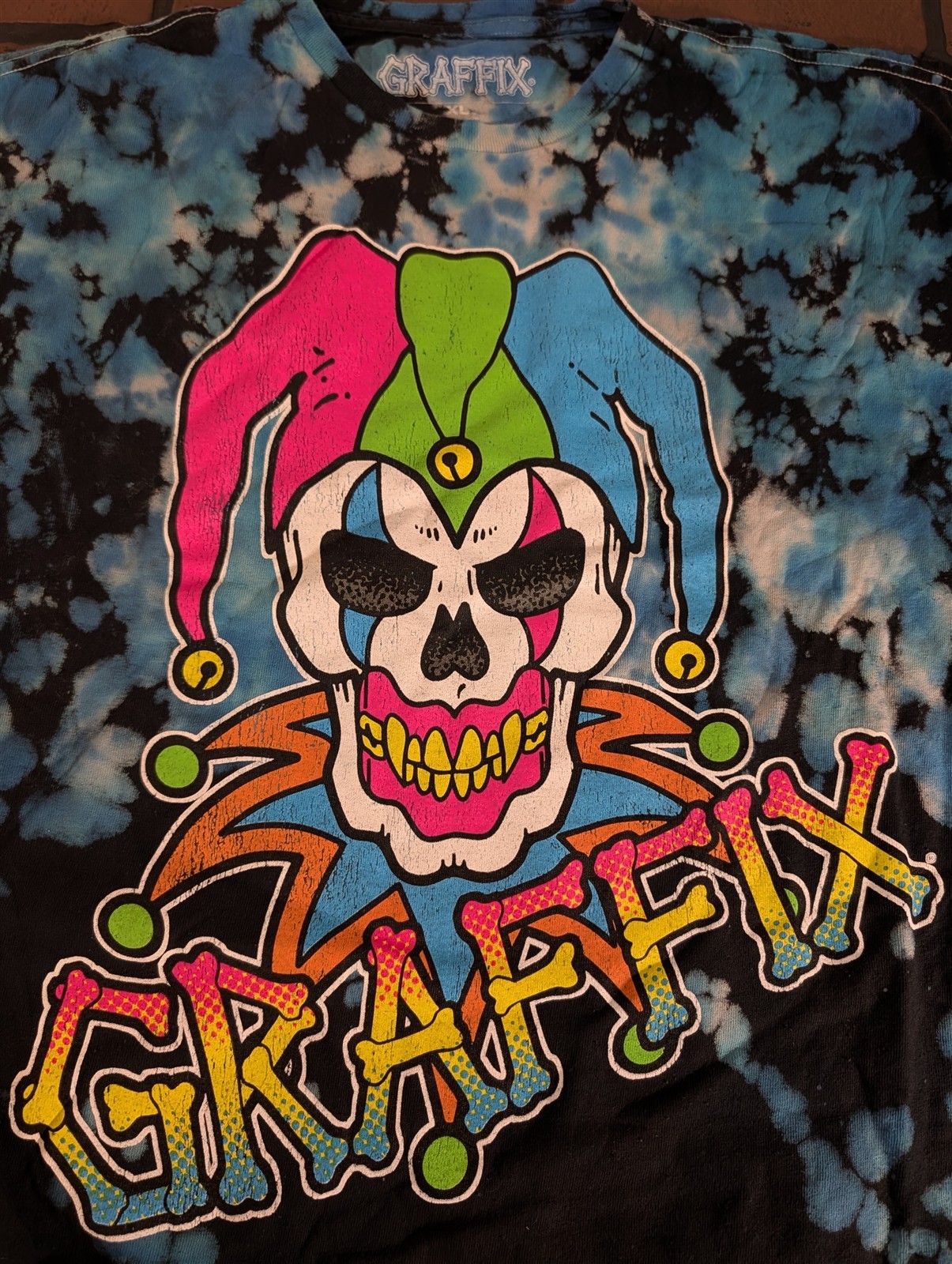 GRAFFIX Jester Blue Tie Dye Get Down Art T-Shirt ~Never Worn~ S M L XL 2XL