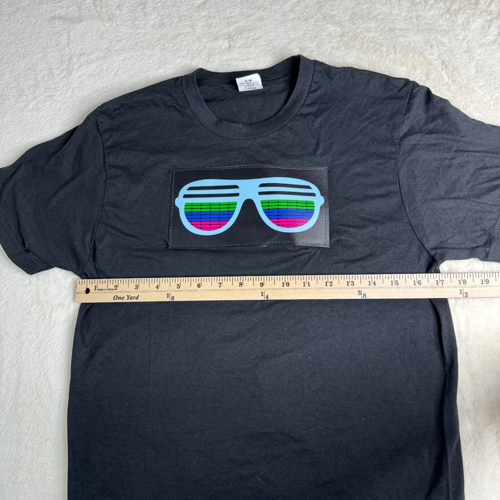 Battery Operated LED Shirt Black Size Small – Lights Up To Sounds. See Video
